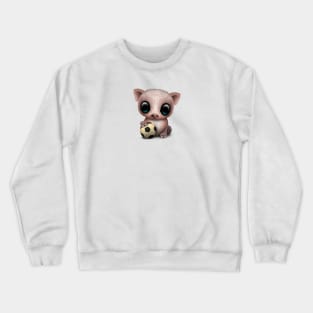 Cute Baby Pig With Football Soccer Ball Crewneck Sweatshirt